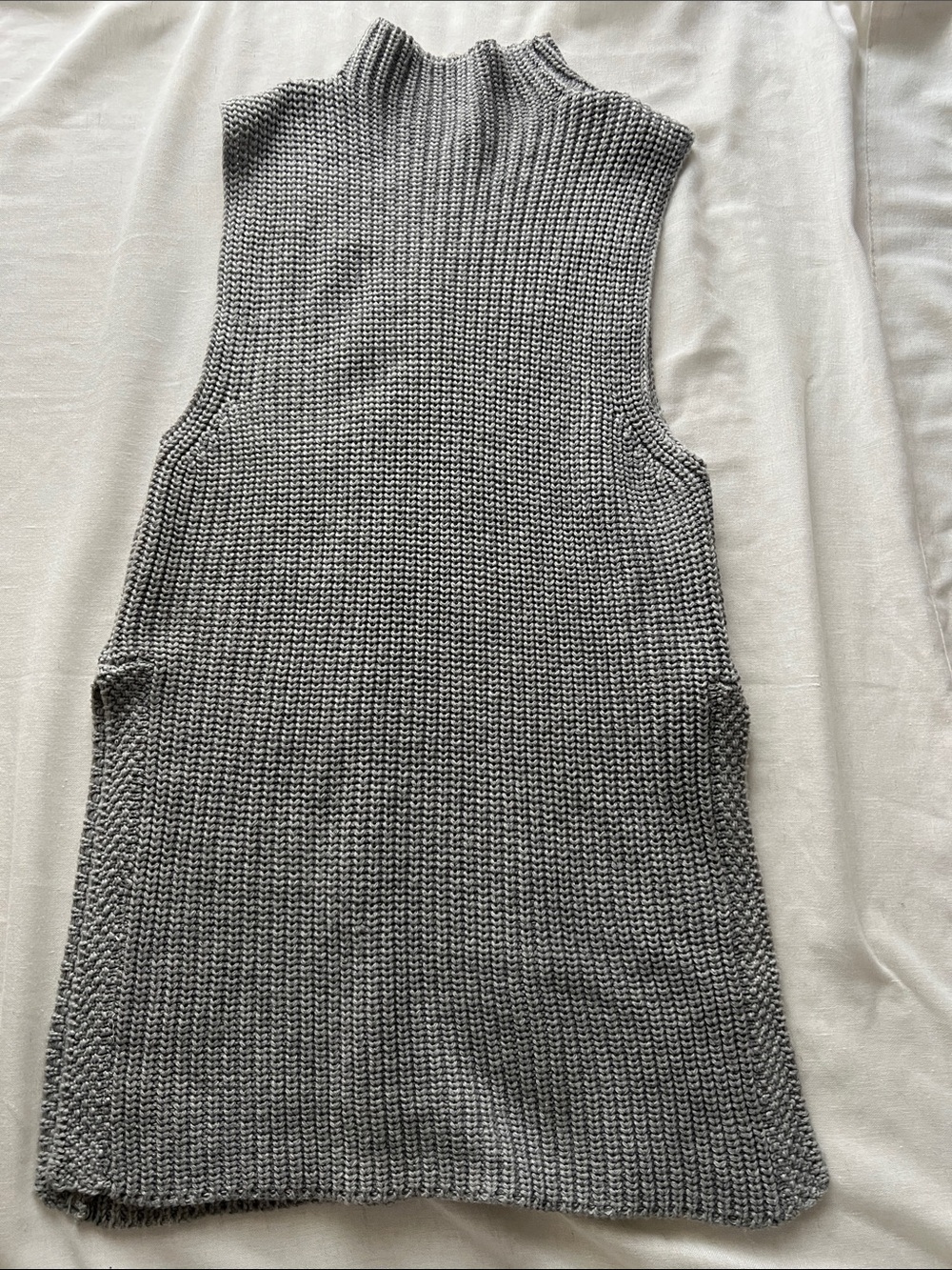 Sleeveless Mock Neck Knit Mini Dress - Gray